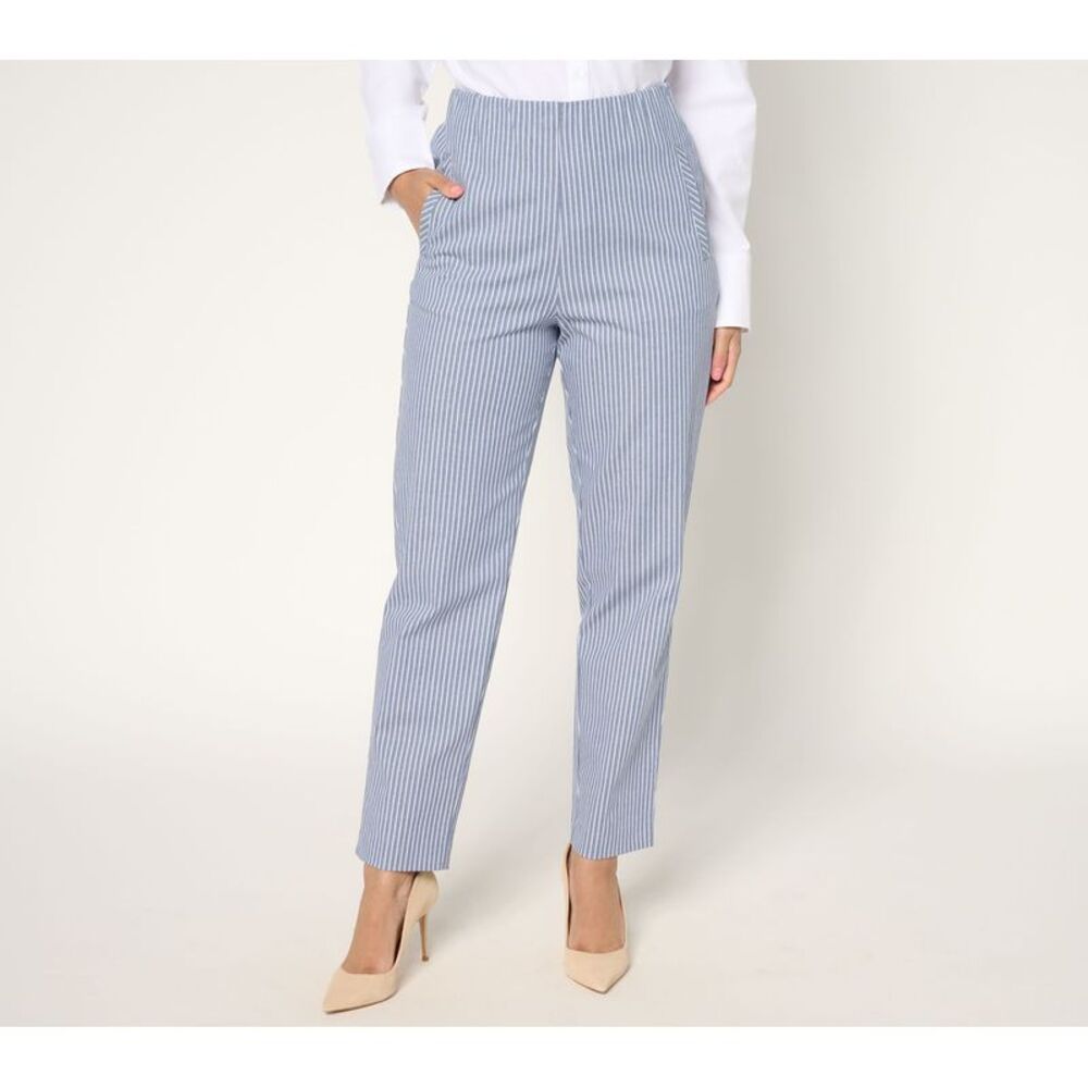 Lusome Women's Pants Sz XL Striped Pull-On Ankle Pant Blue A680689